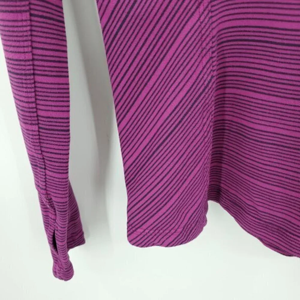 Lululemon Kanto Catch Me Long Sleeve 4 Stripe Regal Plum Naval Blue